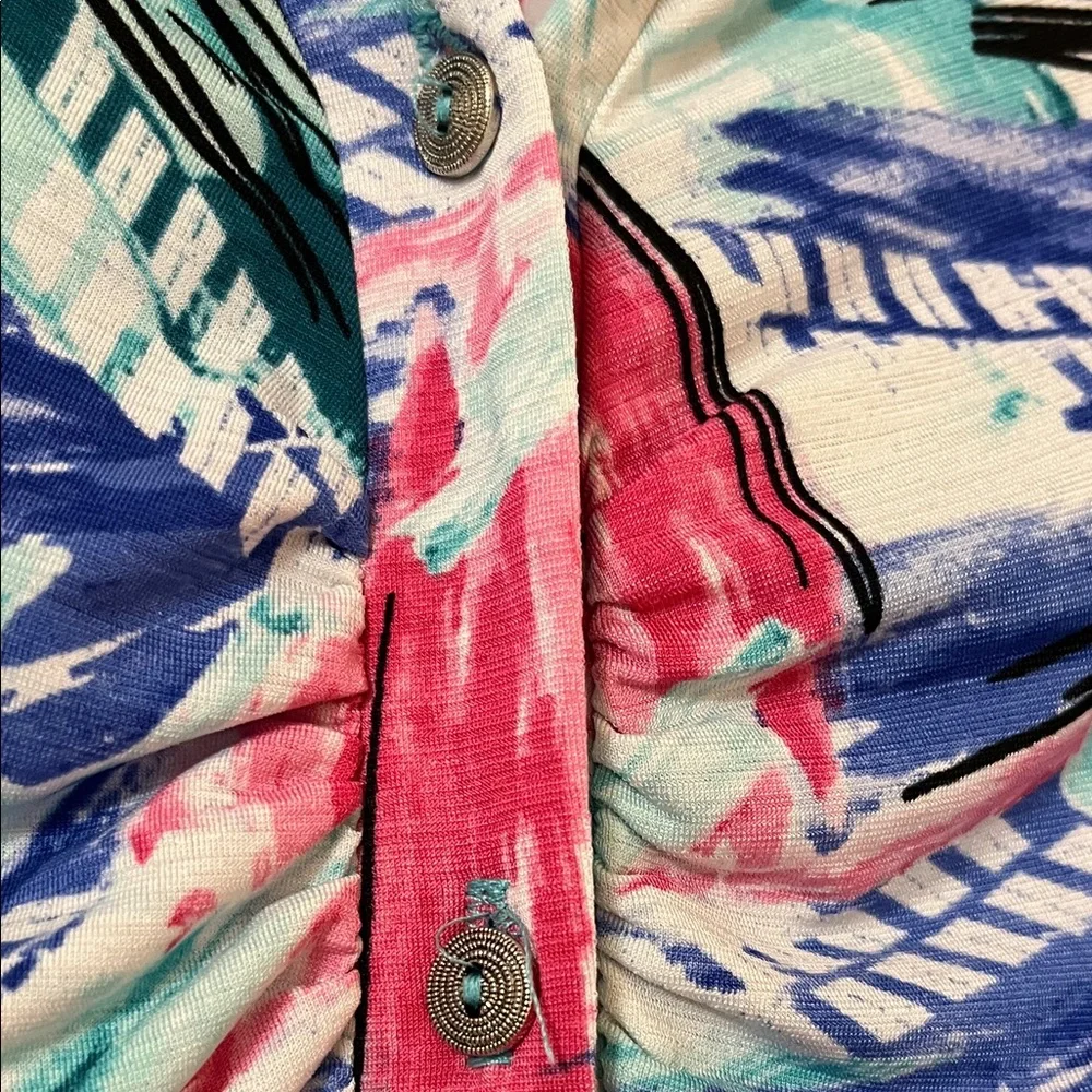 Sew In Love Multicolor Abstract Ruched Blouse - Picture 4 of 8